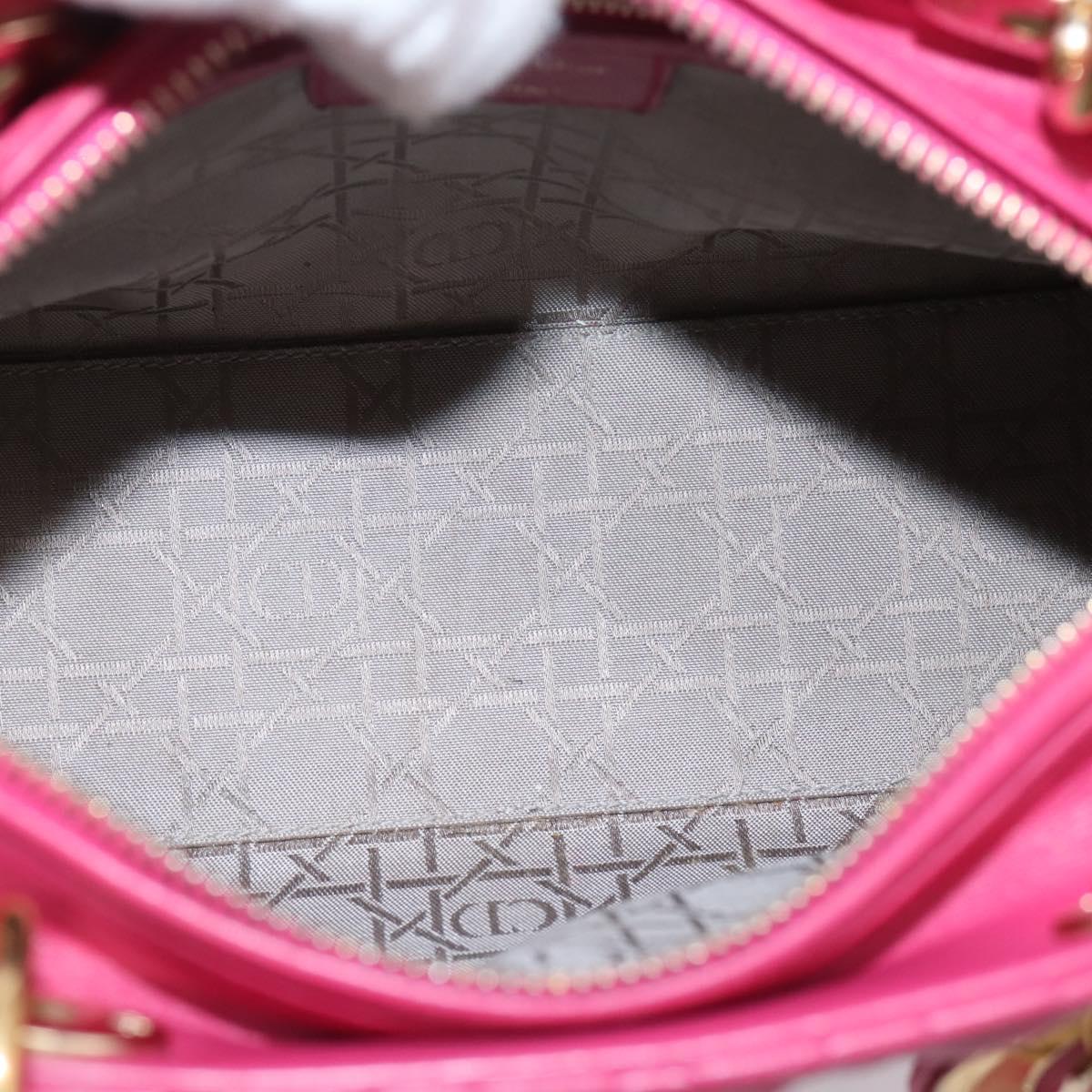 Christian Dior Lady Dior Canage Hand Bag Leather 2way Pink Gold Auth ep16732M