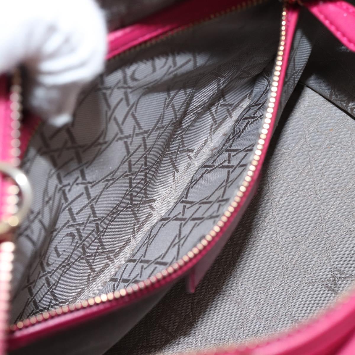 Christian Dior Lady Dior Canage Hand Bag Leather 2way Pink Gold Auth ep16732M