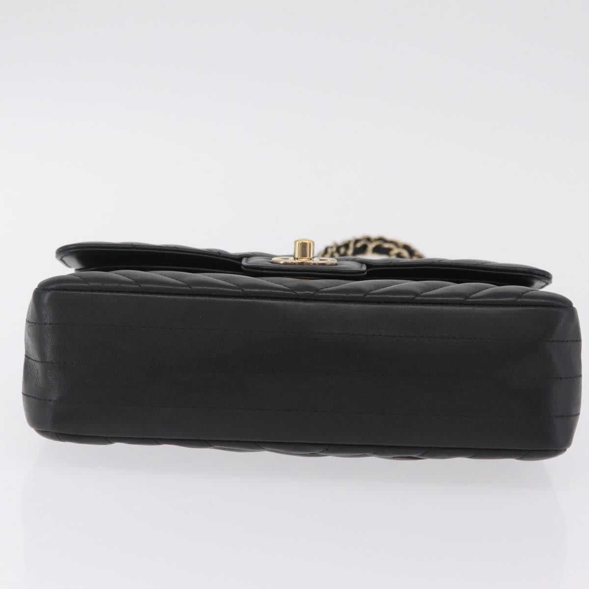 CHANEL V-stitch Double Flap Chain Shoulder Bag Lamb Skin Black CC ep16740SAM