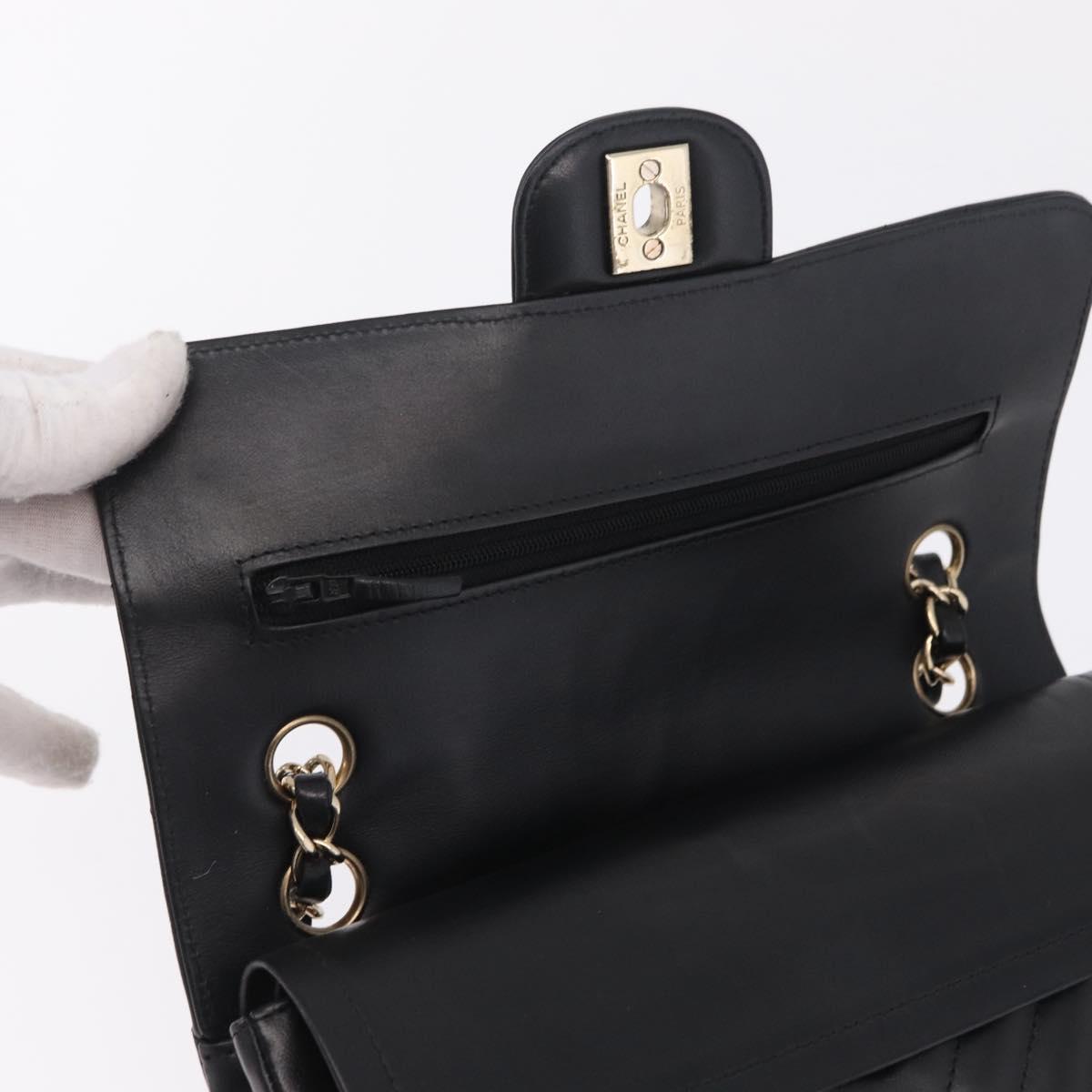 CHANEL V-stitch Double Flap Chain Shoulder Bag Lamb Skin Black CC ep16740SAM