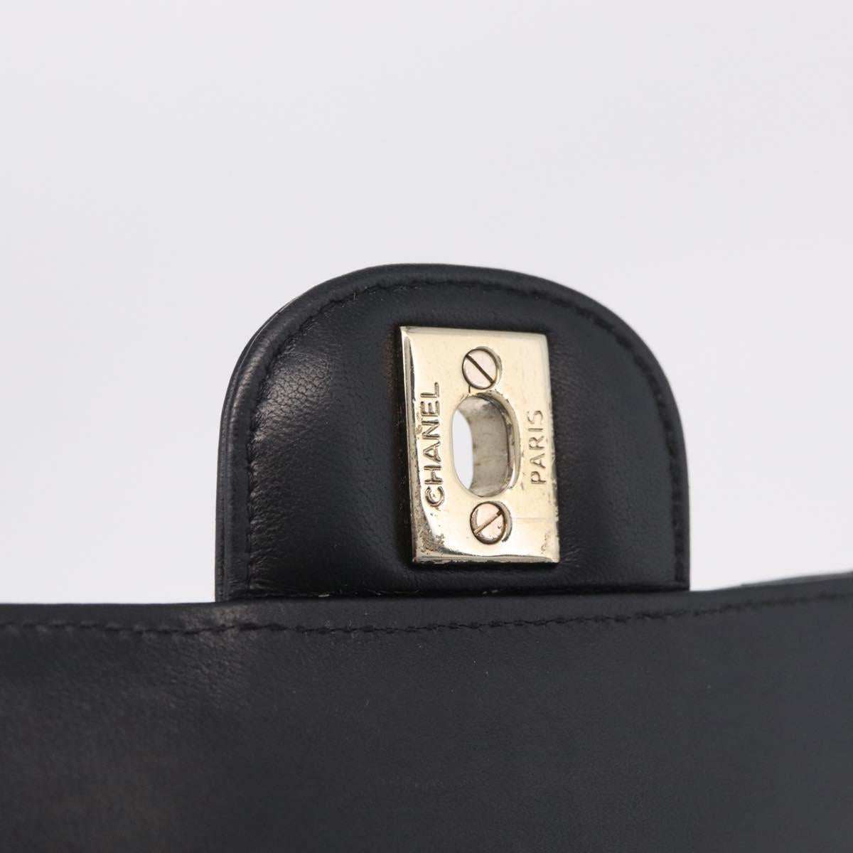 CHANEL V-stitch Double Flap Chain Shoulder Bag Lamb Skin Black CC ep16740SAM