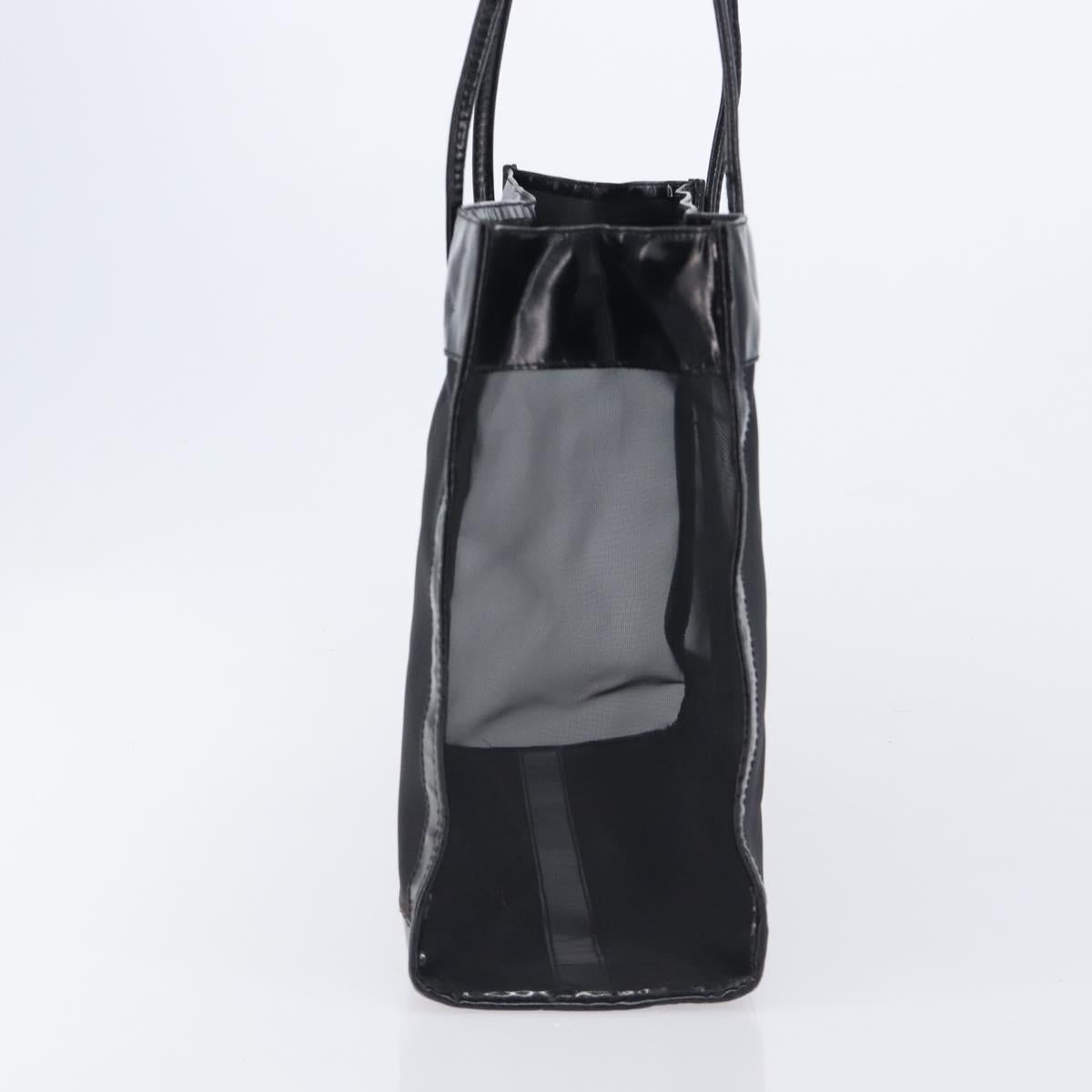 FENDI Tote Bag Patent Mesh Black Silver Auth ep16745