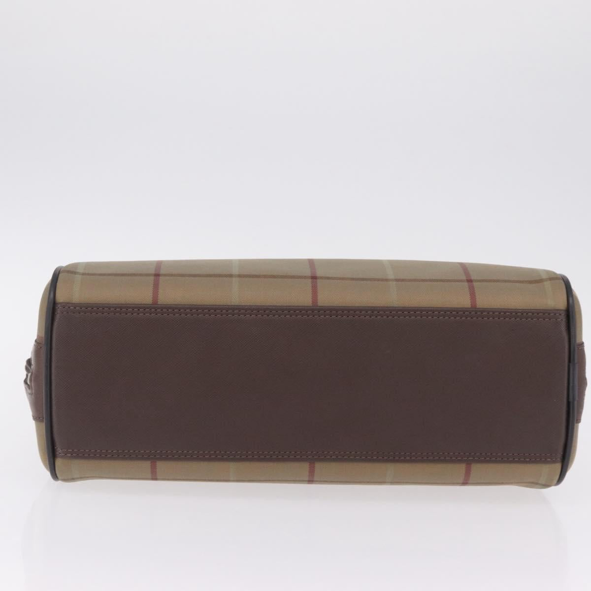 Burberrys Nova Check Hand Bag Canvas Beige Gold Tone Auth ep16747