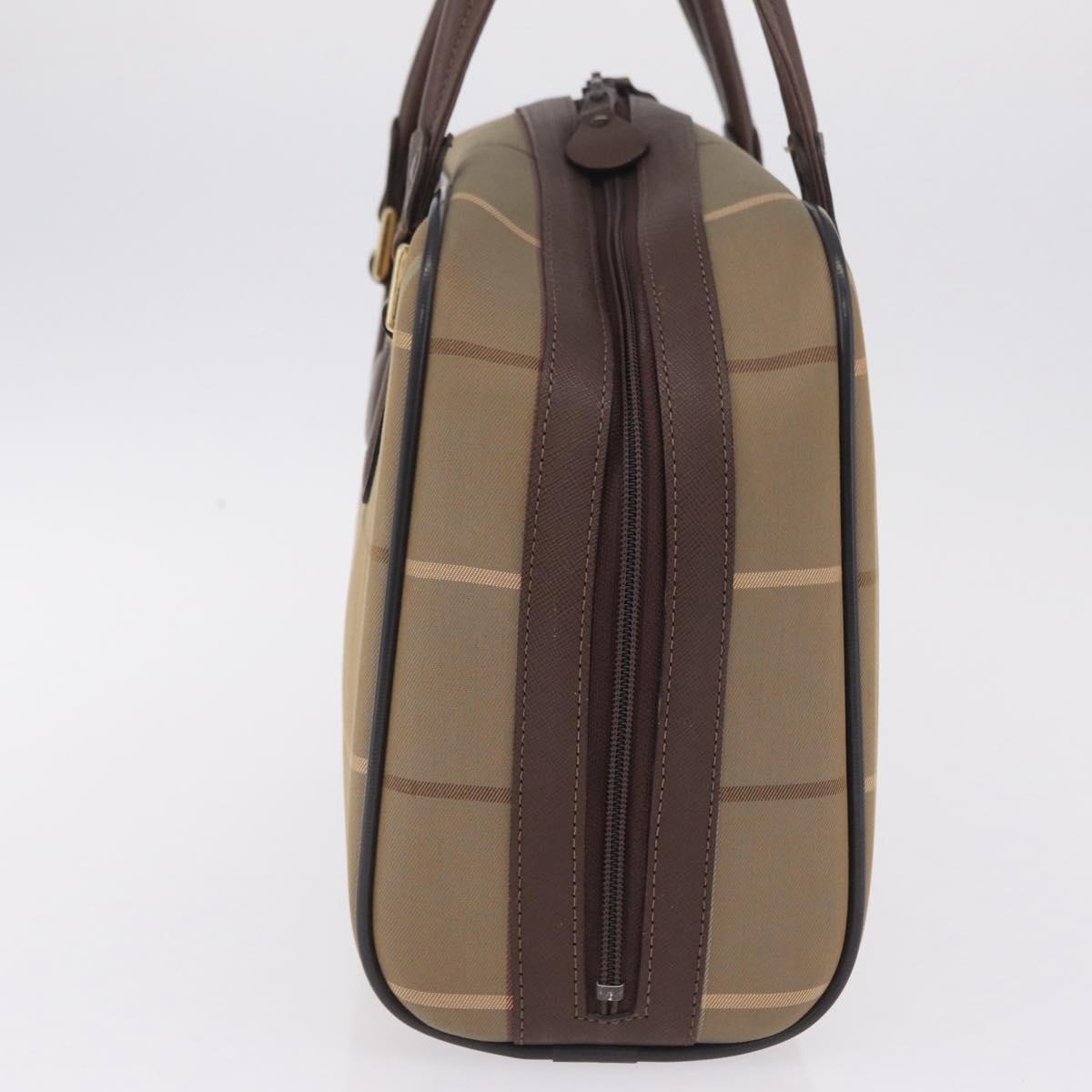 Burberrys Nova Check Hand Bag Canvas Beige Gold Tone Auth ep16747