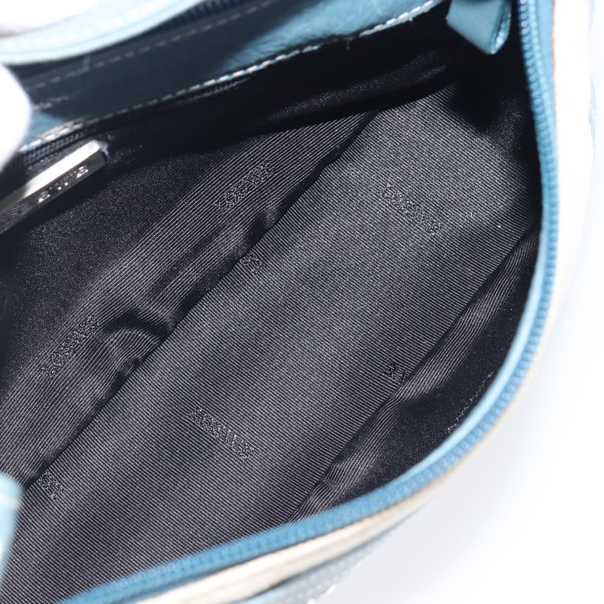 LOEWE Hand Bag Canvas Light Blue Silver Auth ep16757A