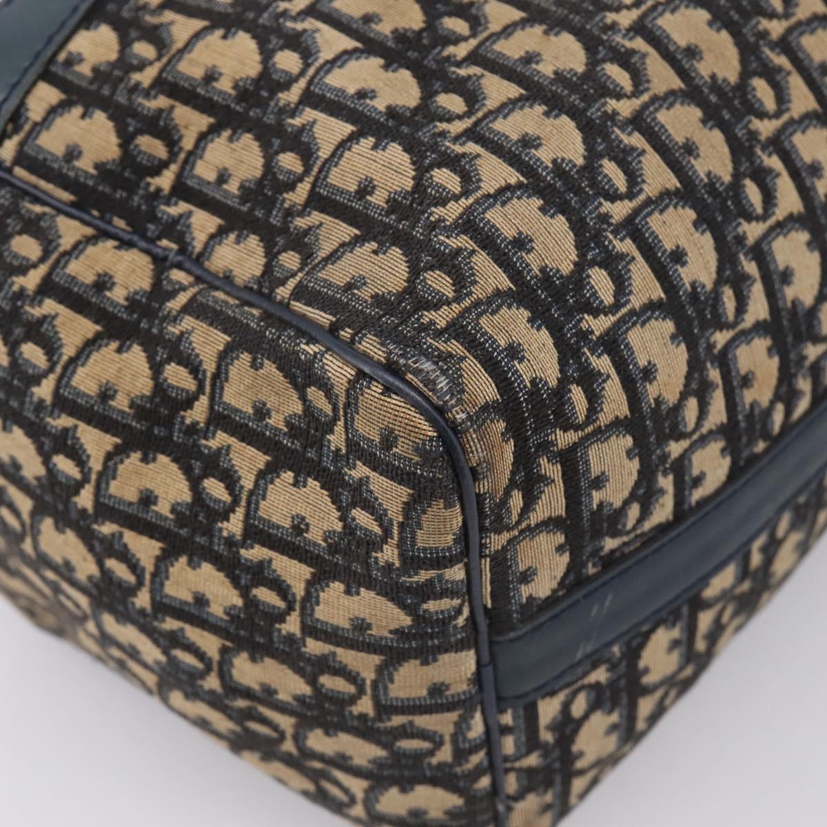 Christian Dior Trotter Canvas Boston Bag Navy Silver Auth ep16763