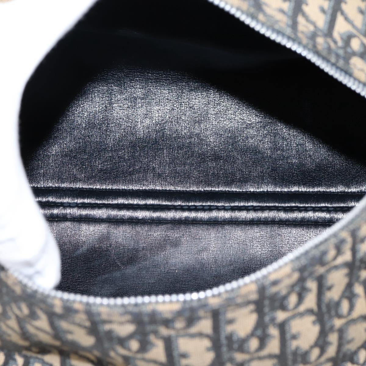 Christian Dior Trotter Canvas Boston Bag Navy Silver Auth ep16763