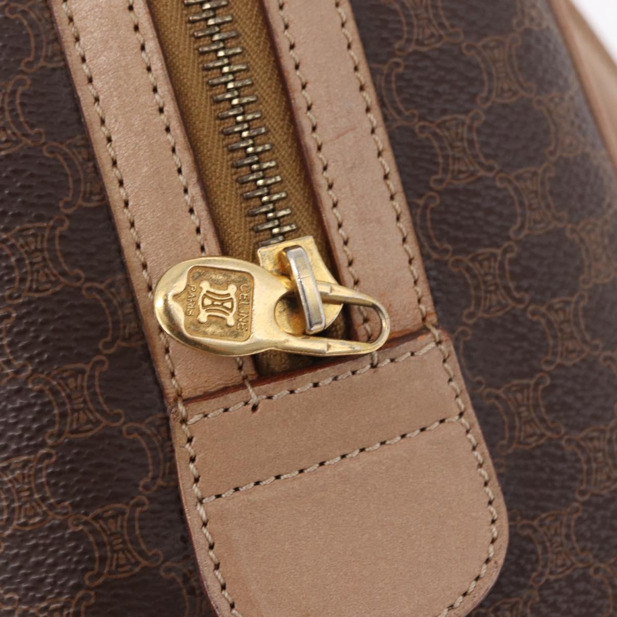 CELINE Macadam Hand Bag PVC Brown Gold Tone Auth ep16767