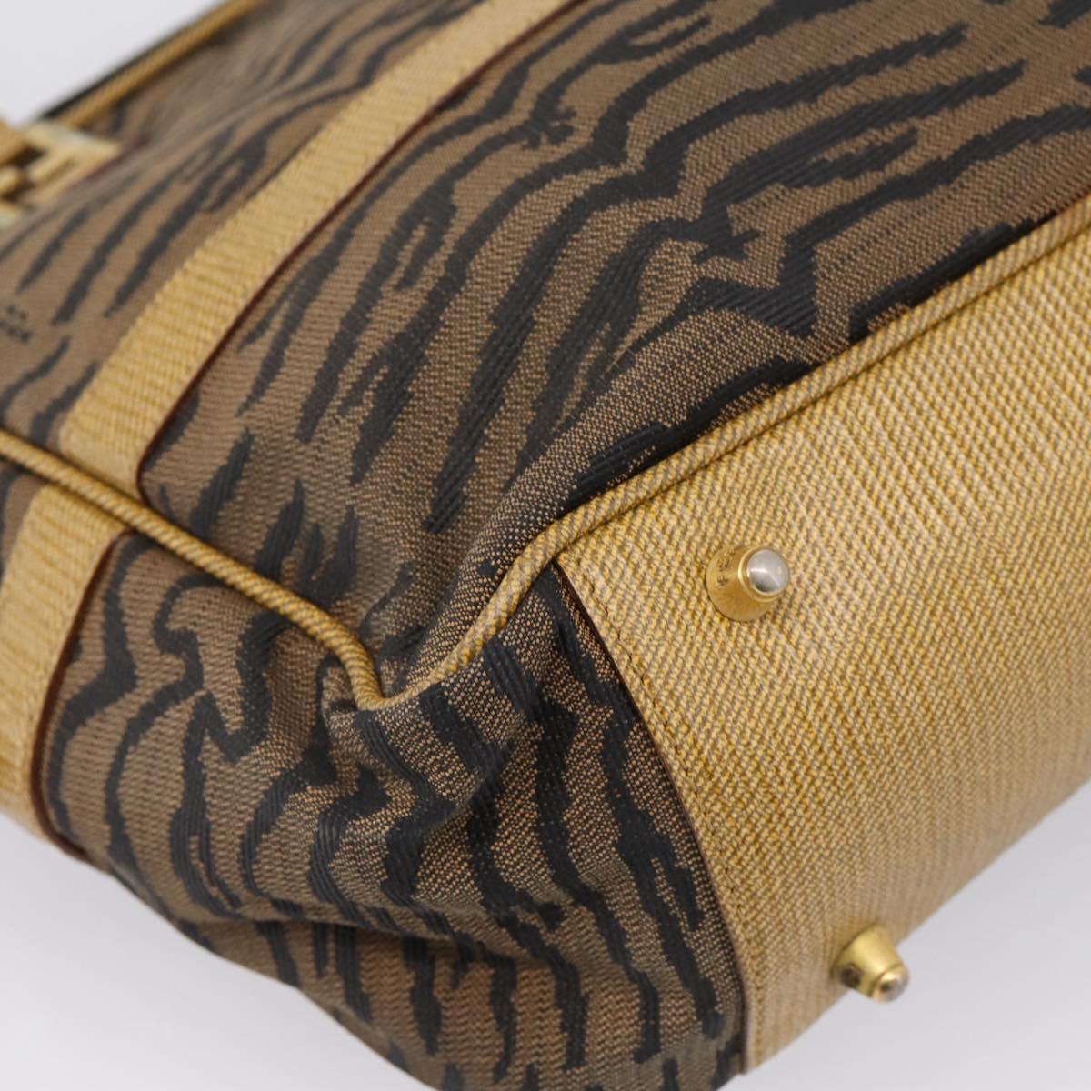 FENDI Hand Bag Canvas Brown Gold Auth ep16770