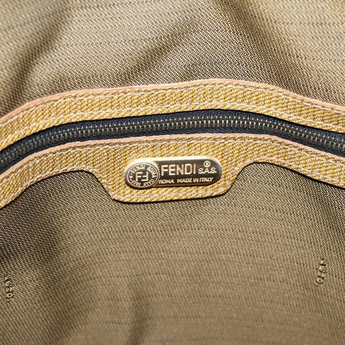 FENDI Hand Bag Canvas Brown Gold Auth ep16770