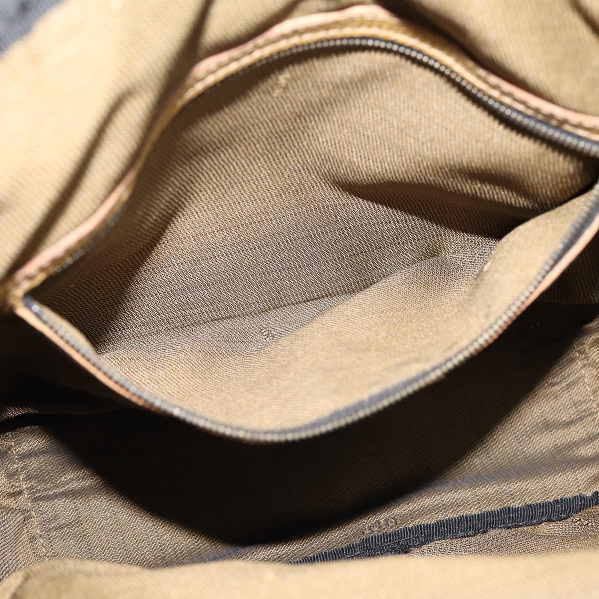 FENDI Hand Bag Canvas Brown Gold Auth ep16770
