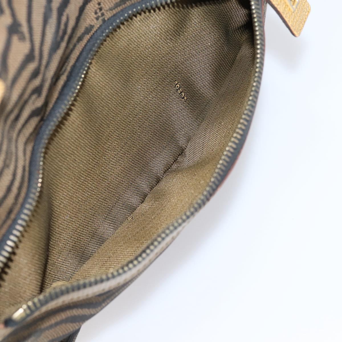 FENDI Hand Bag Canvas Brown Gold Auth ep16770