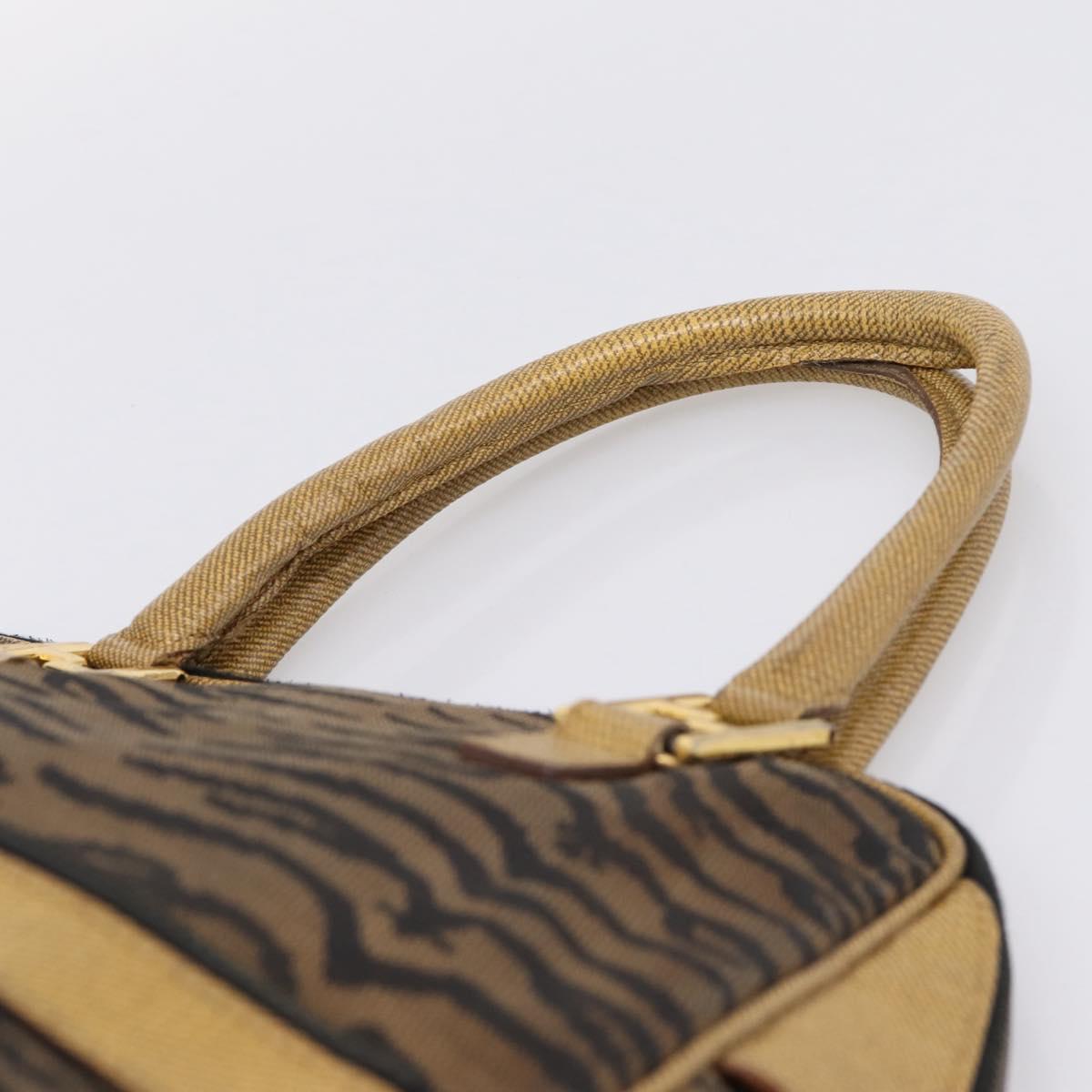 FENDI Hand Bag Canvas Brown Gold Auth ep16770