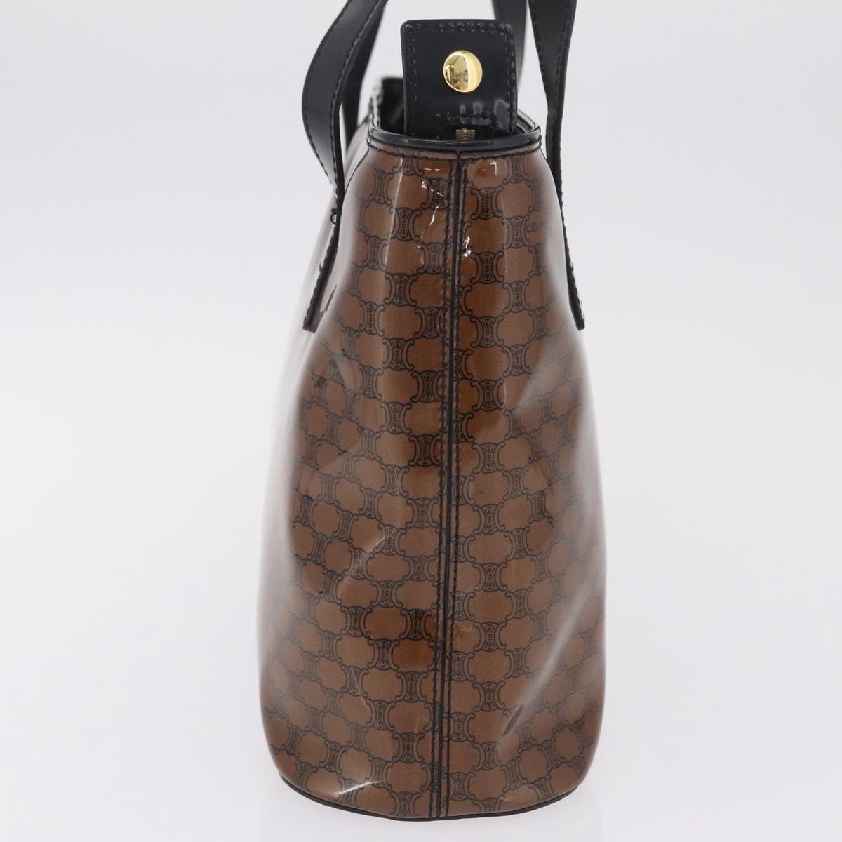 CELINE Macadam Tote Bag PVC Brown Gold Tone Auth ep16772A