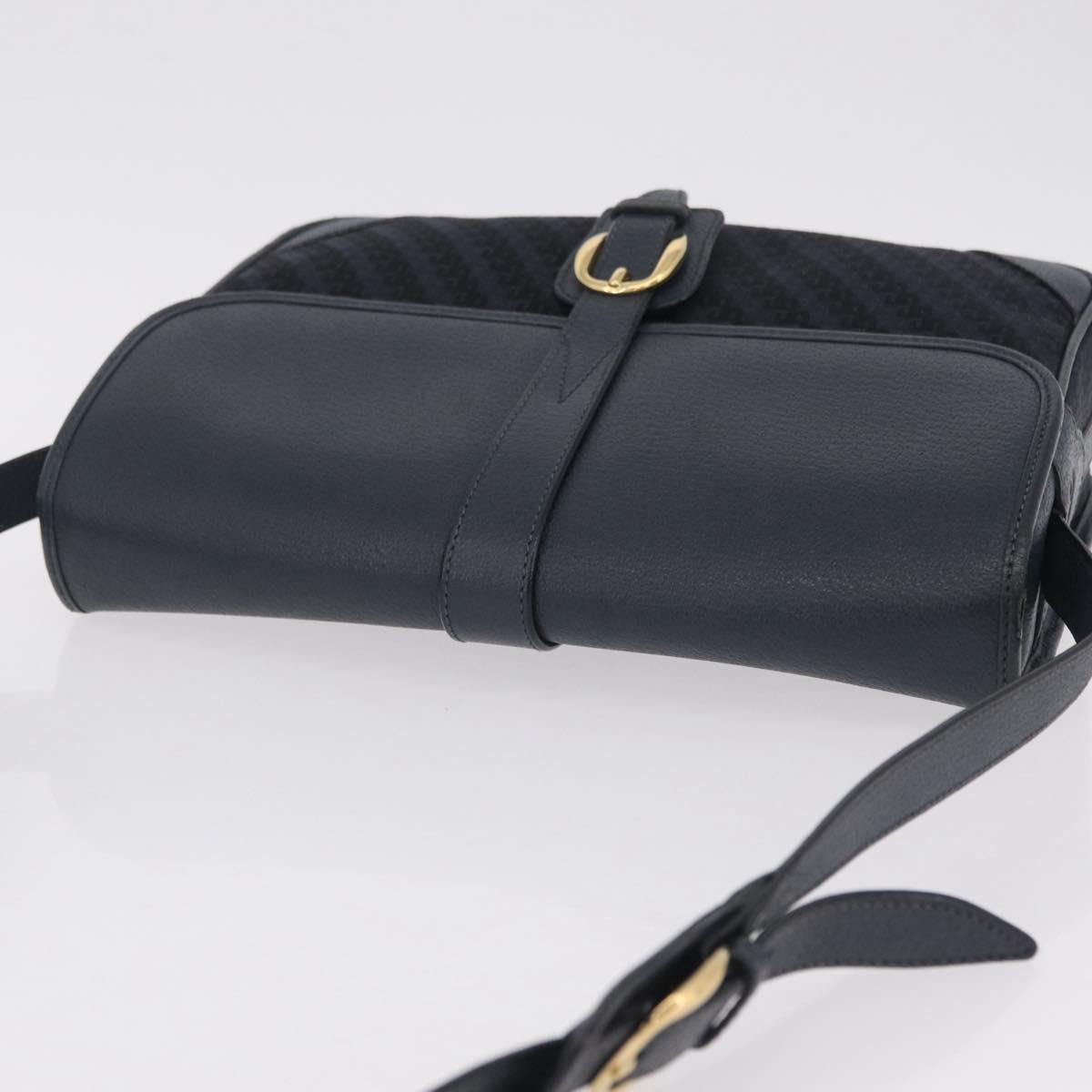 GUCCI Shoulder Bag Canvas Navy Gold Auth ep16775
