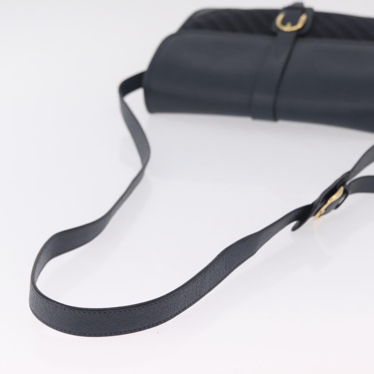 GUCCI Shoulder Bag Canvas Navy Gold Auth ep16775