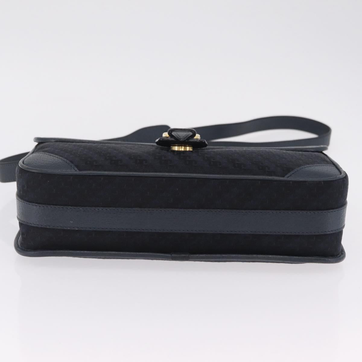 GUCCI Shoulder Bag Canvas Navy Gold Auth ep16775