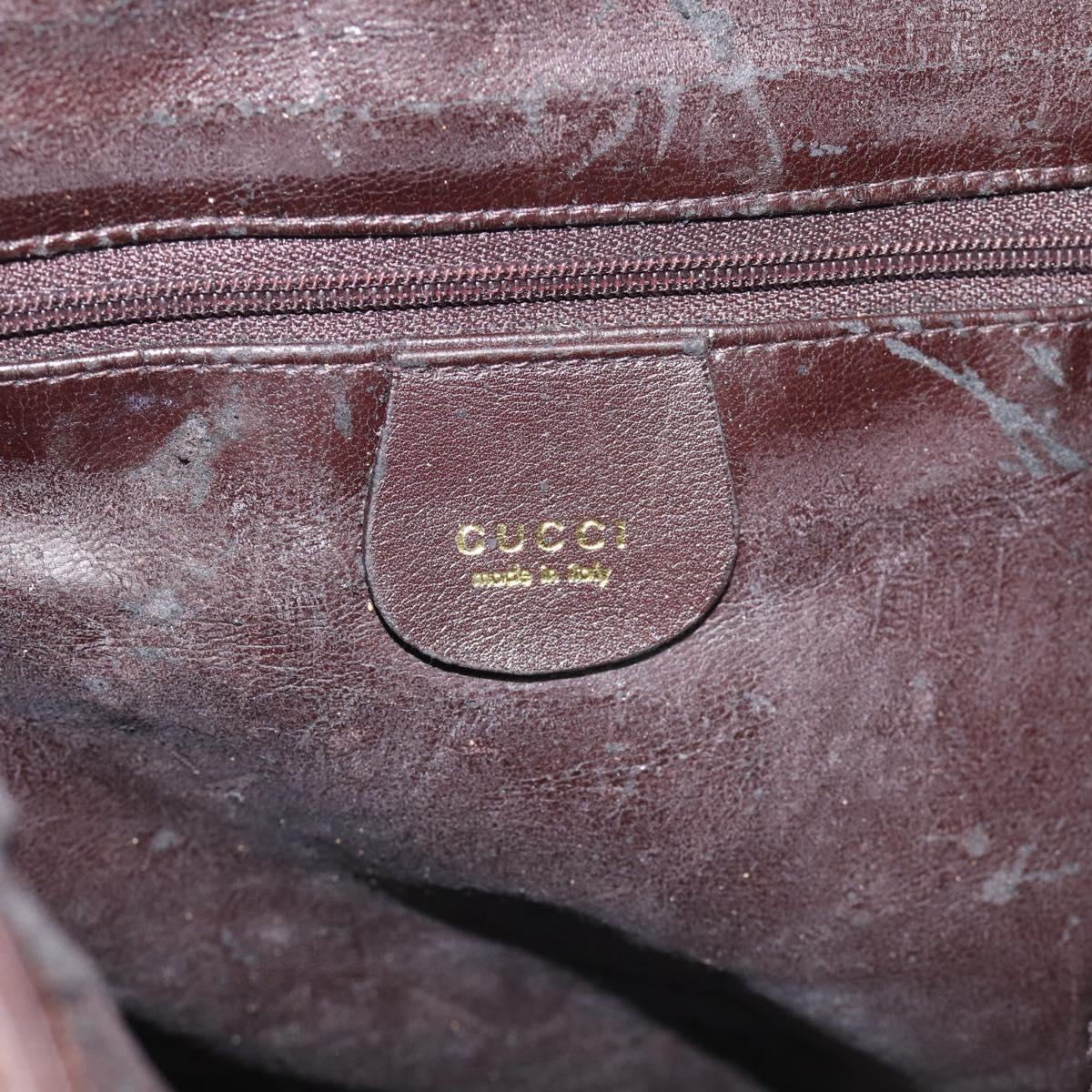 GUCCI Bamboo Hand Bag Leather 2way Brown Gold Tone 001 2123 1577 Auth ep16776