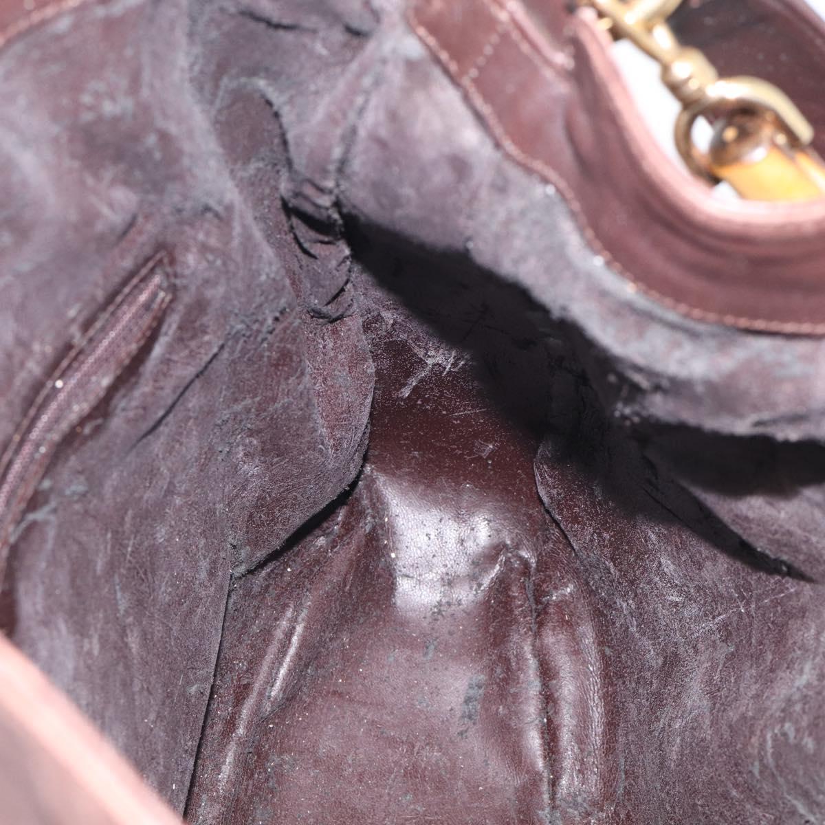 GUCCI Bamboo Hand Bag Leather 2way Brown Gold Tone 001 2123 1577 Auth ep16776