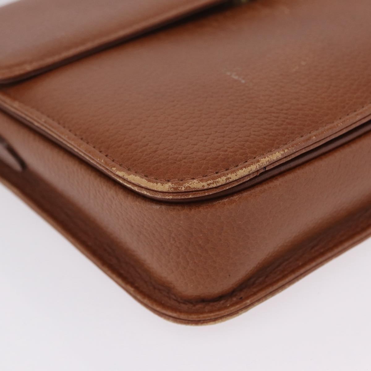 Burberrys Shoulder Bag Leather Brown Gold Tone Auth ep16784