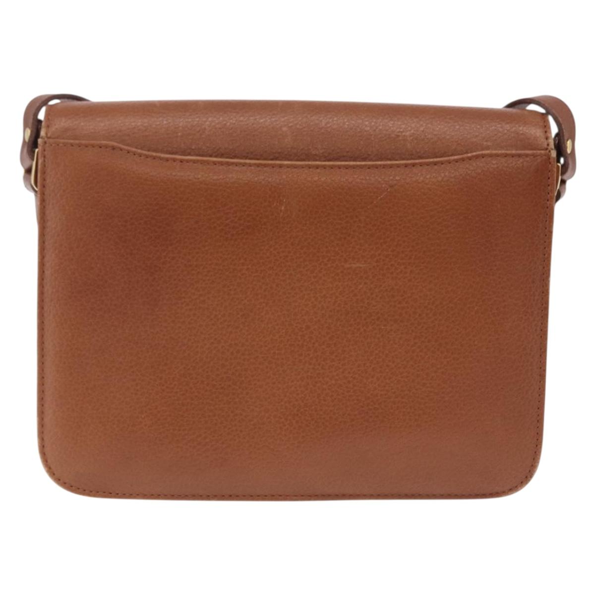Burberrys Shoulder Bag Leather Brown Gold Tone Auth ep16784