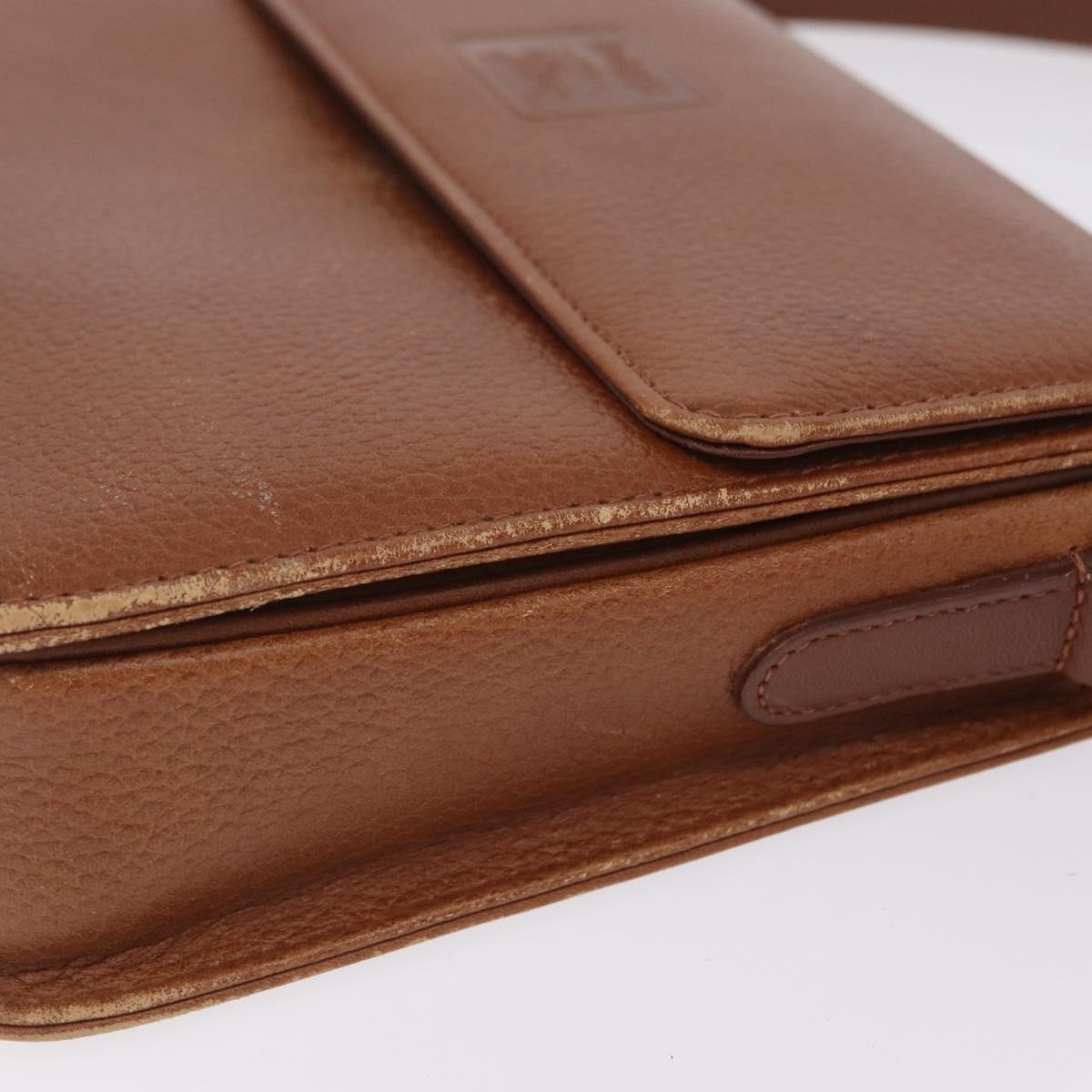 Burberrys Shoulder Bag Leather Brown Gold Tone Auth ep16784