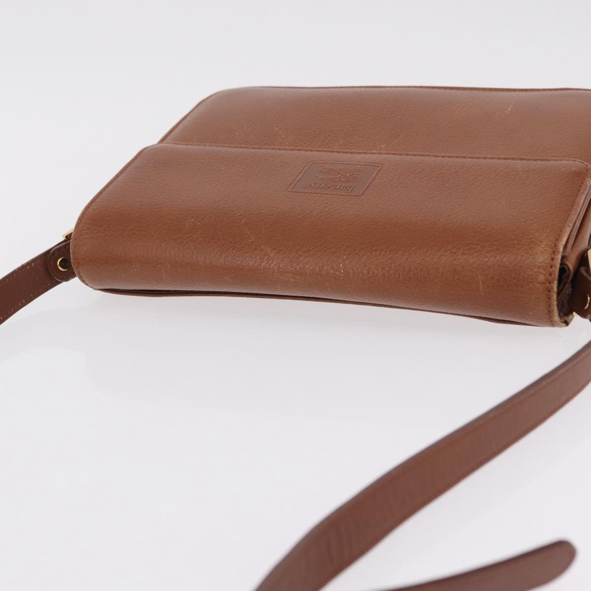 Burberrys Shoulder Bag Leather Brown Gold Tone Auth ep16784
