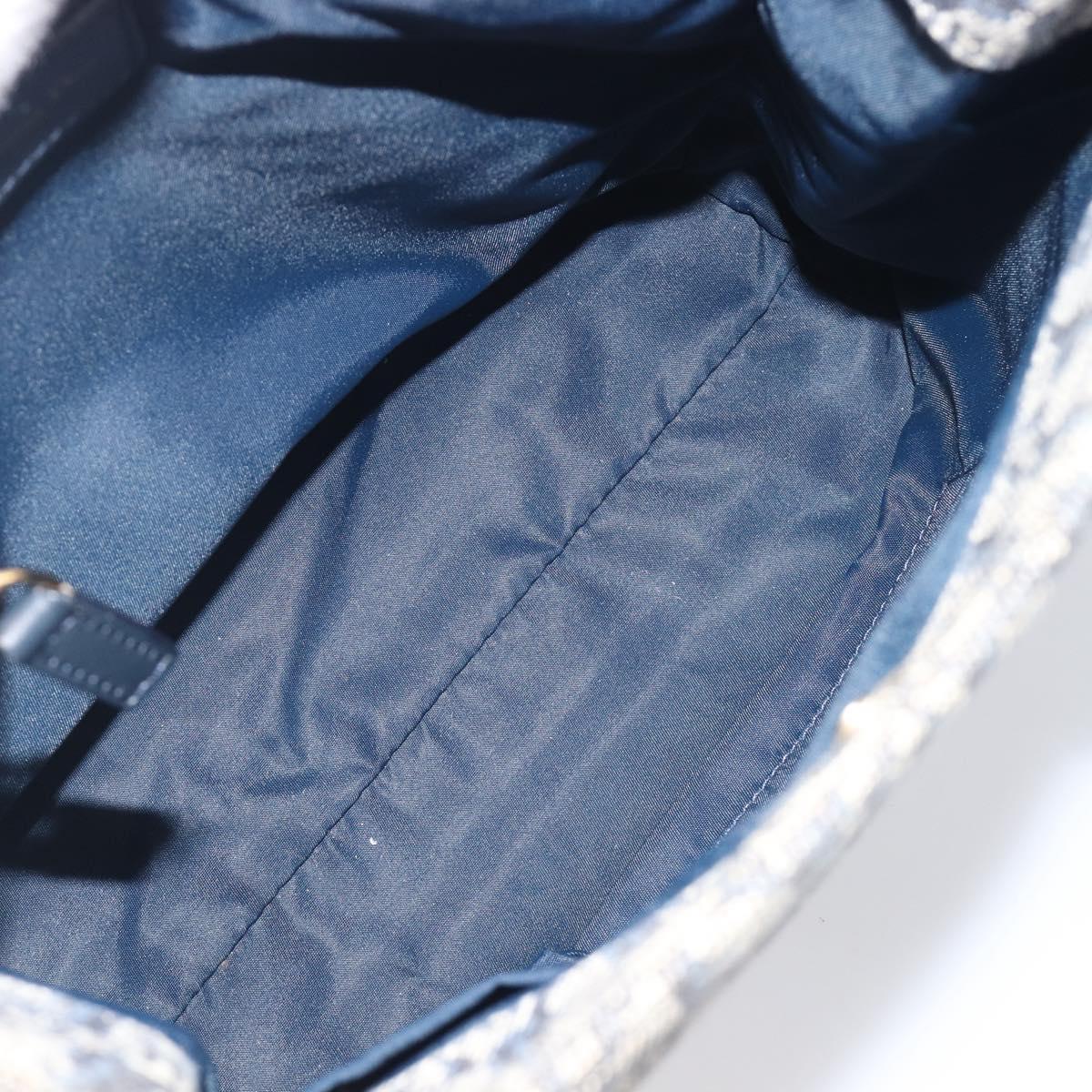 Christian Dior Trotter Canvas Hand Bag Navy Gold Tone Auth ep16785