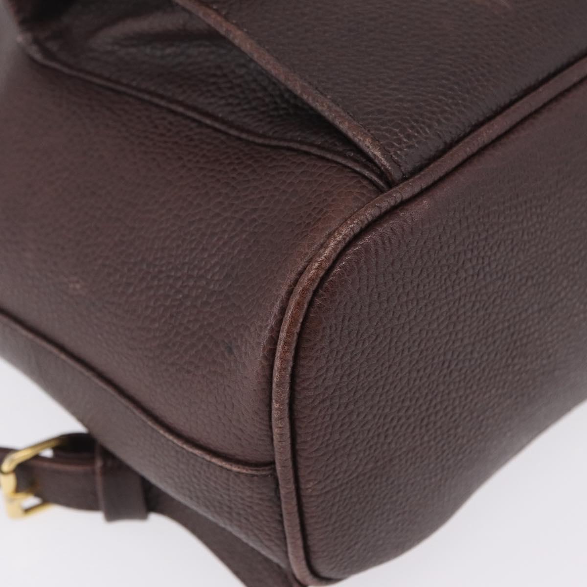 Saint Laurent Backpack Leather Brown Gold Auth ep16787