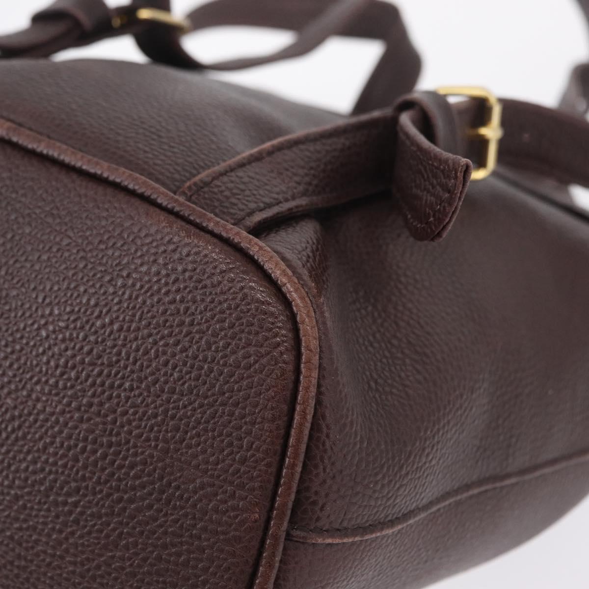 Saint Laurent Backpack Leather Brown Gold Auth ep16787
