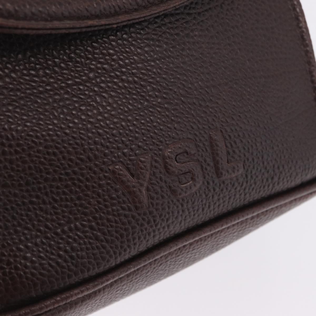 Saint Laurent Backpack Leather Brown Gold Auth ep16787