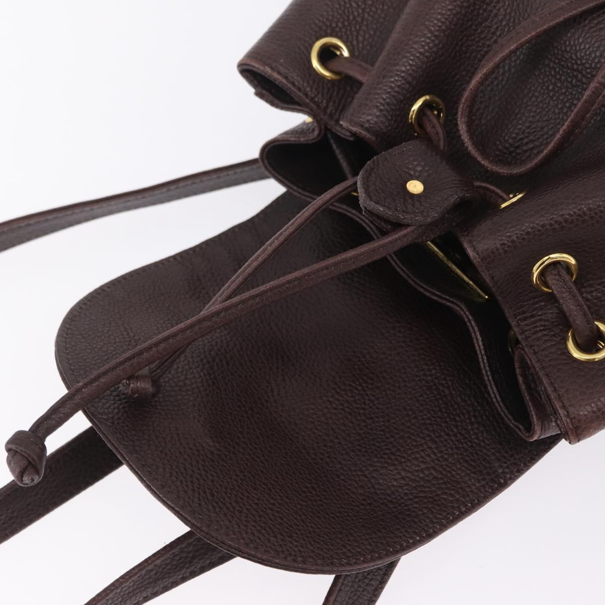 Saint Laurent Backpack Leather Brown Gold Auth ep16787