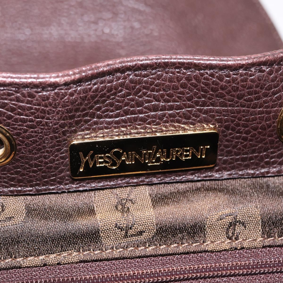 Saint Laurent Backpack Leather Brown Gold Auth ep16787