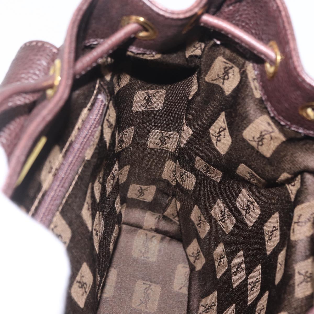 Saint Laurent Backpack Leather Brown Gold Auth ep16787