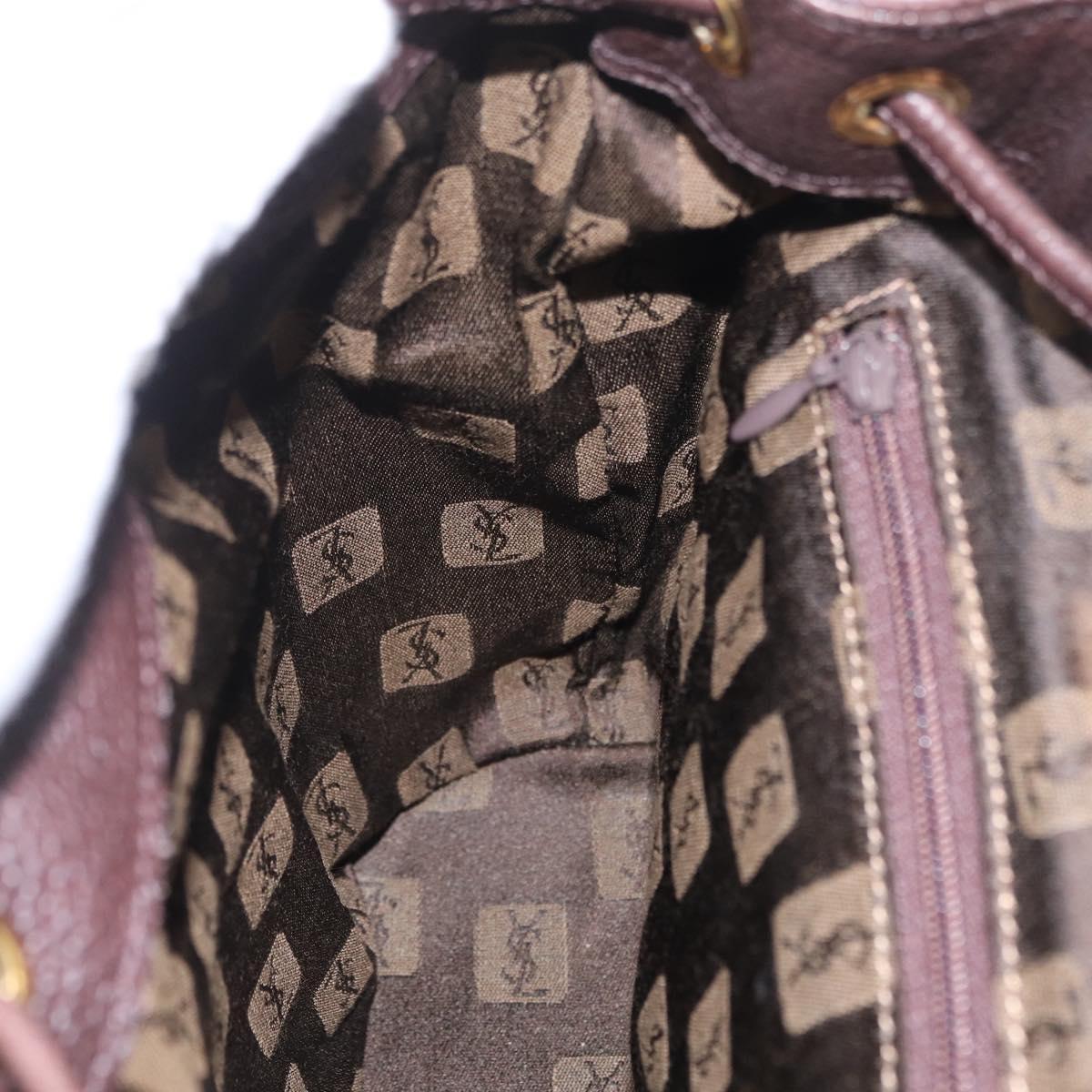 Saint Laurent Backpack Leather Brown Gold Auth ep16787