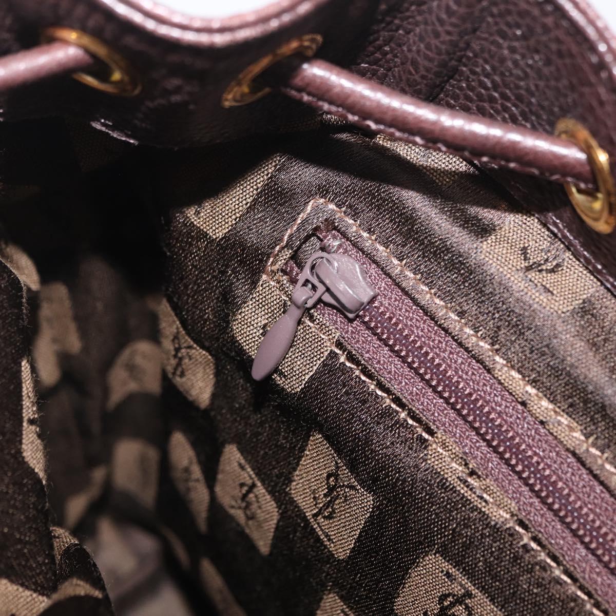 Saint Laurent Backpack Leather Brown Gold Auth ep16787
