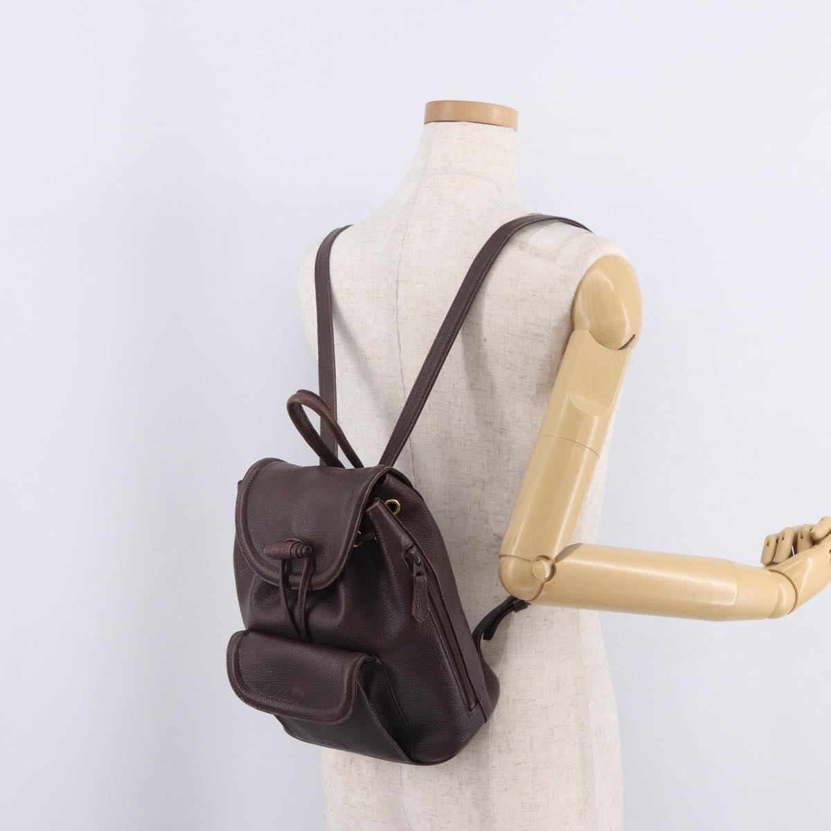 Saint Laurent Backpack Leather Brown Gold Auth ep16787