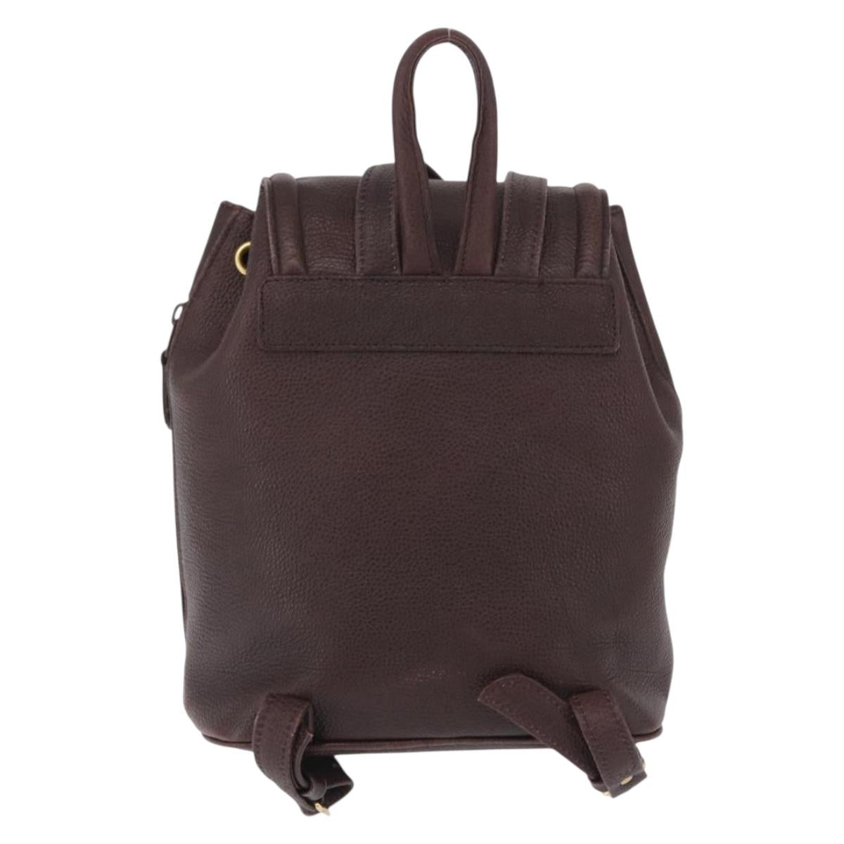 Saint Laurent Backpack Leather Brown Gold Auth ep16787