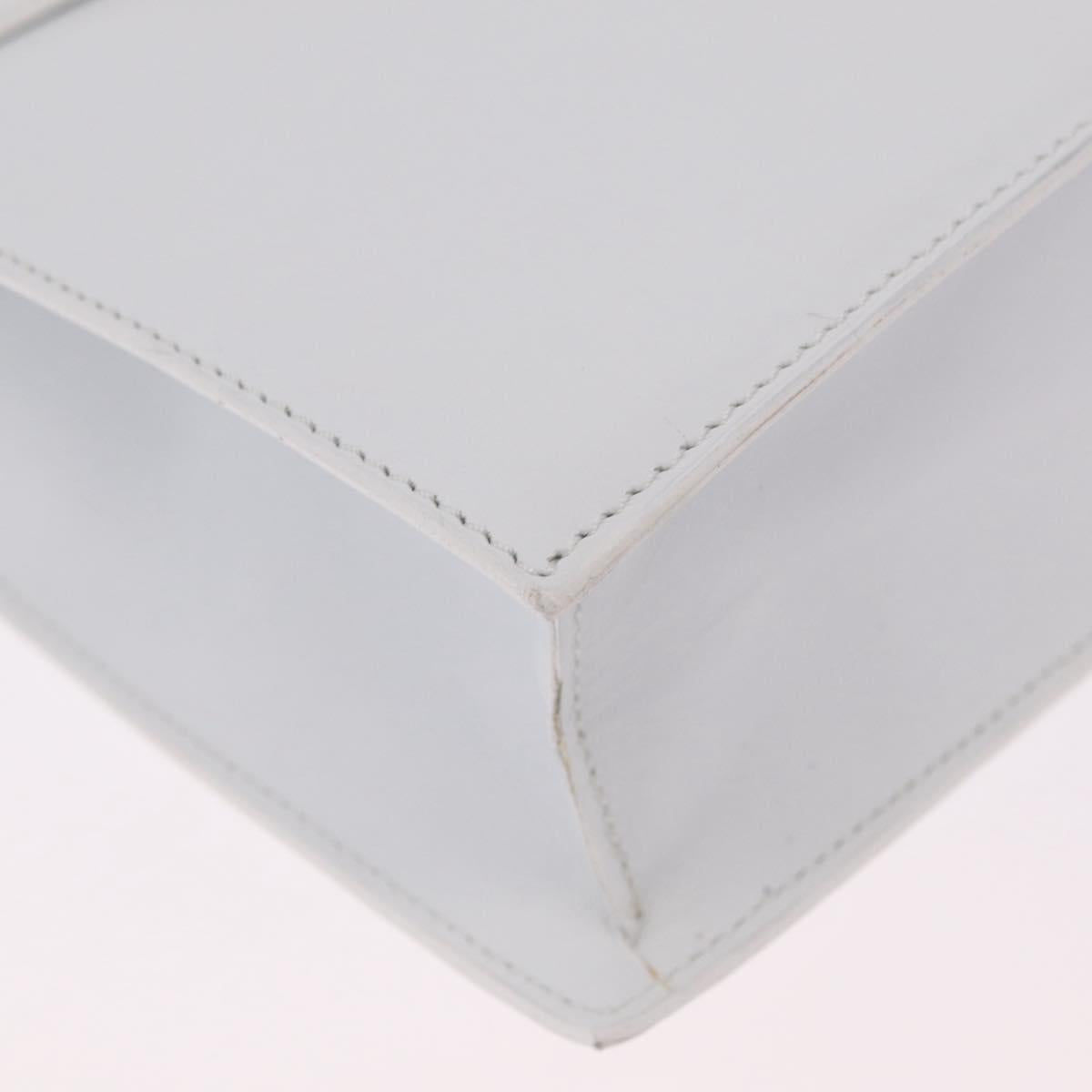 CELINE Shoulder Bag Leather White Gold Auth ep16793A