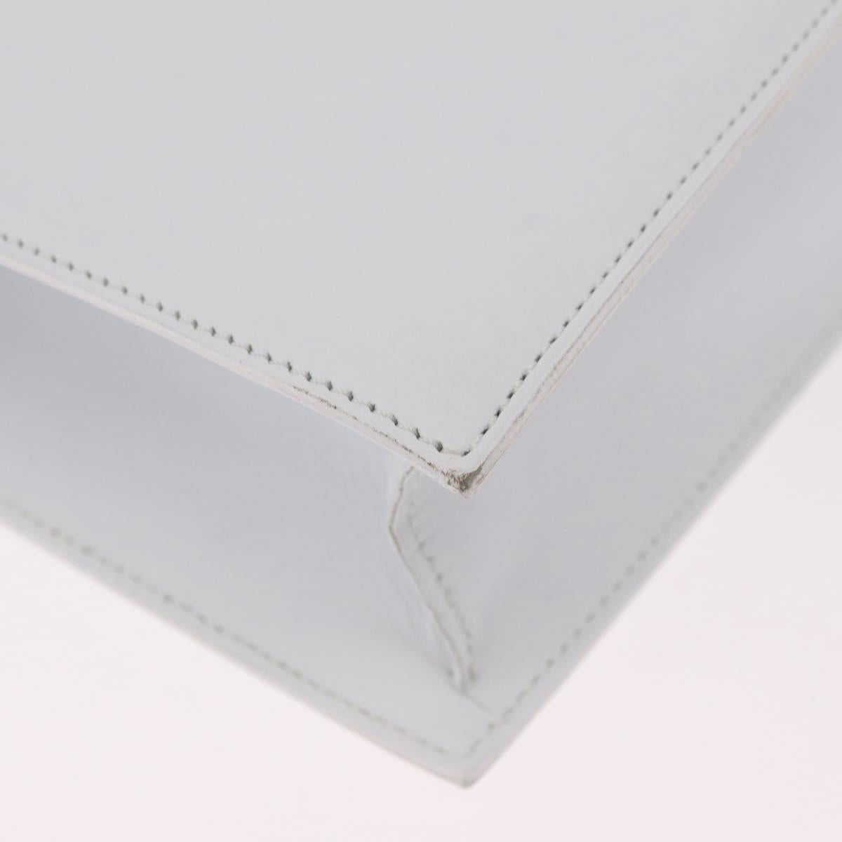 CELINE Shoulder Bag Leather White Gold Auth ep16793A