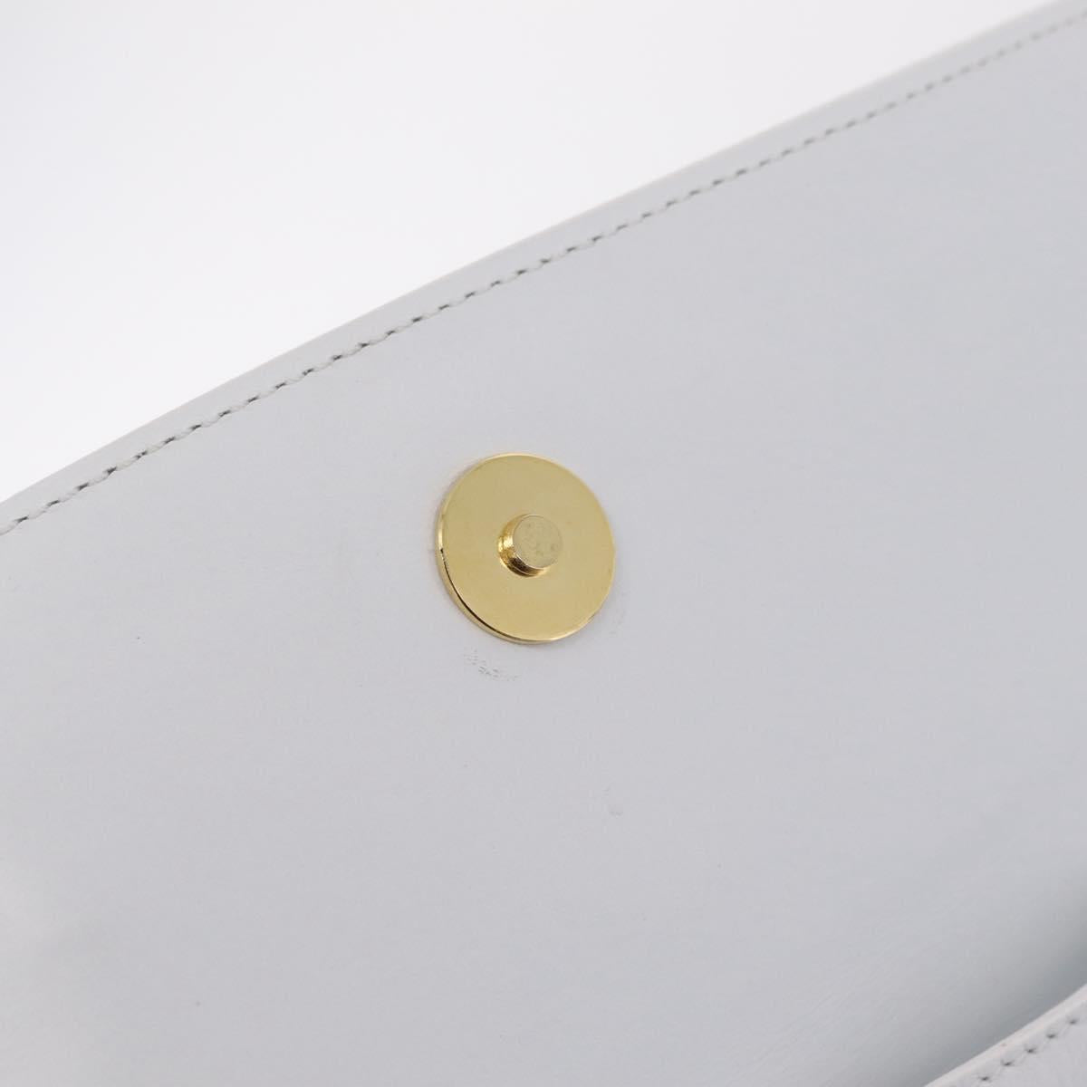 CELINE Shoulder Bag Leather White Gold Auth ep16793A