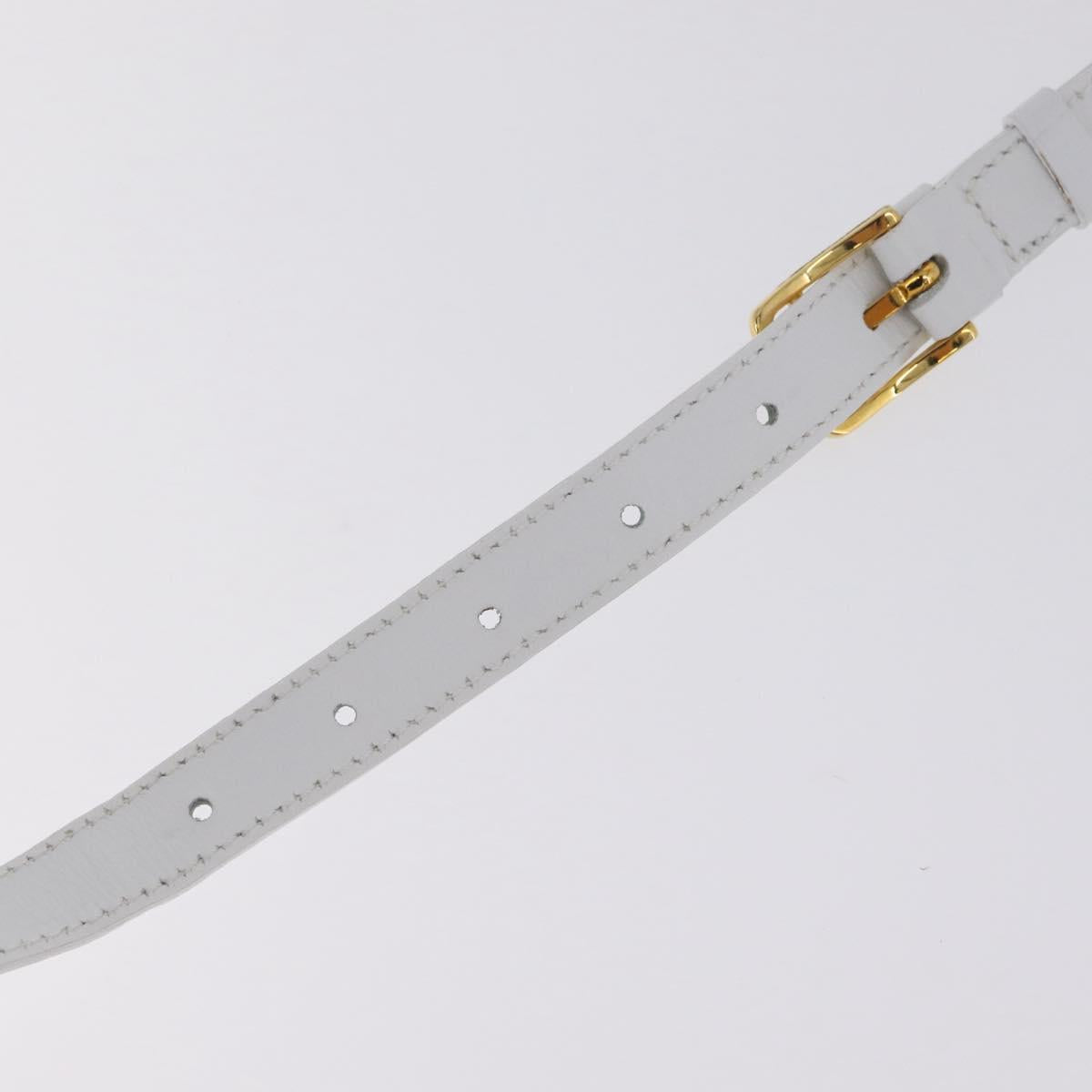 CELINE Shoulder Bag Leather White Gold Auth ep16793A