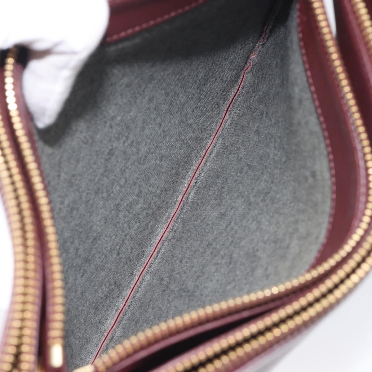 CELINE trio Shoulder Bag Leather Bordeaux Gold Auth ep16797A