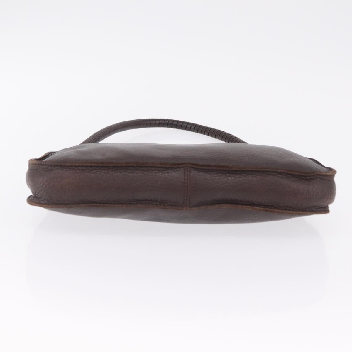 Bottega Veneta Hand Bag Leather Dark Brown Gold Auth ep16802