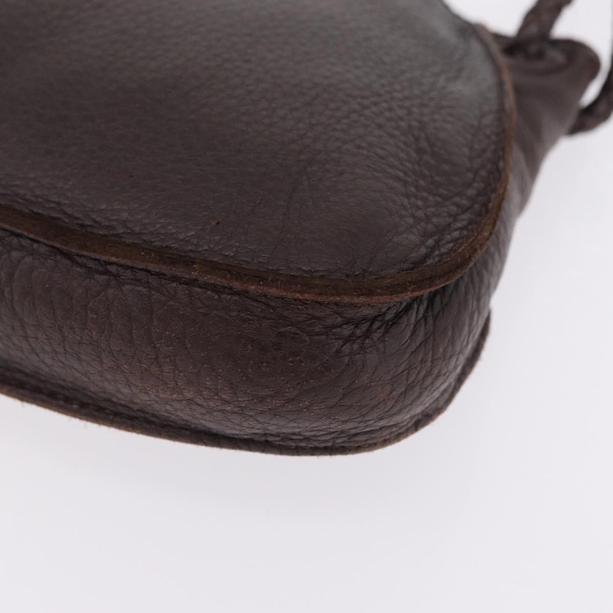 Bottega Veneta Hand Bag Leather Dark Brown Gold Auth ep16802