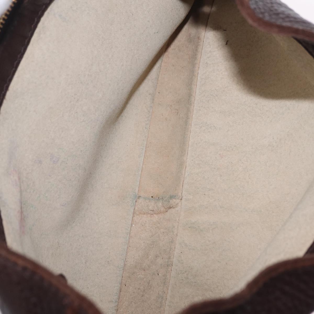 Bottega Veneta Hand Bag Leather Dark Brown Gold Auth ep16802