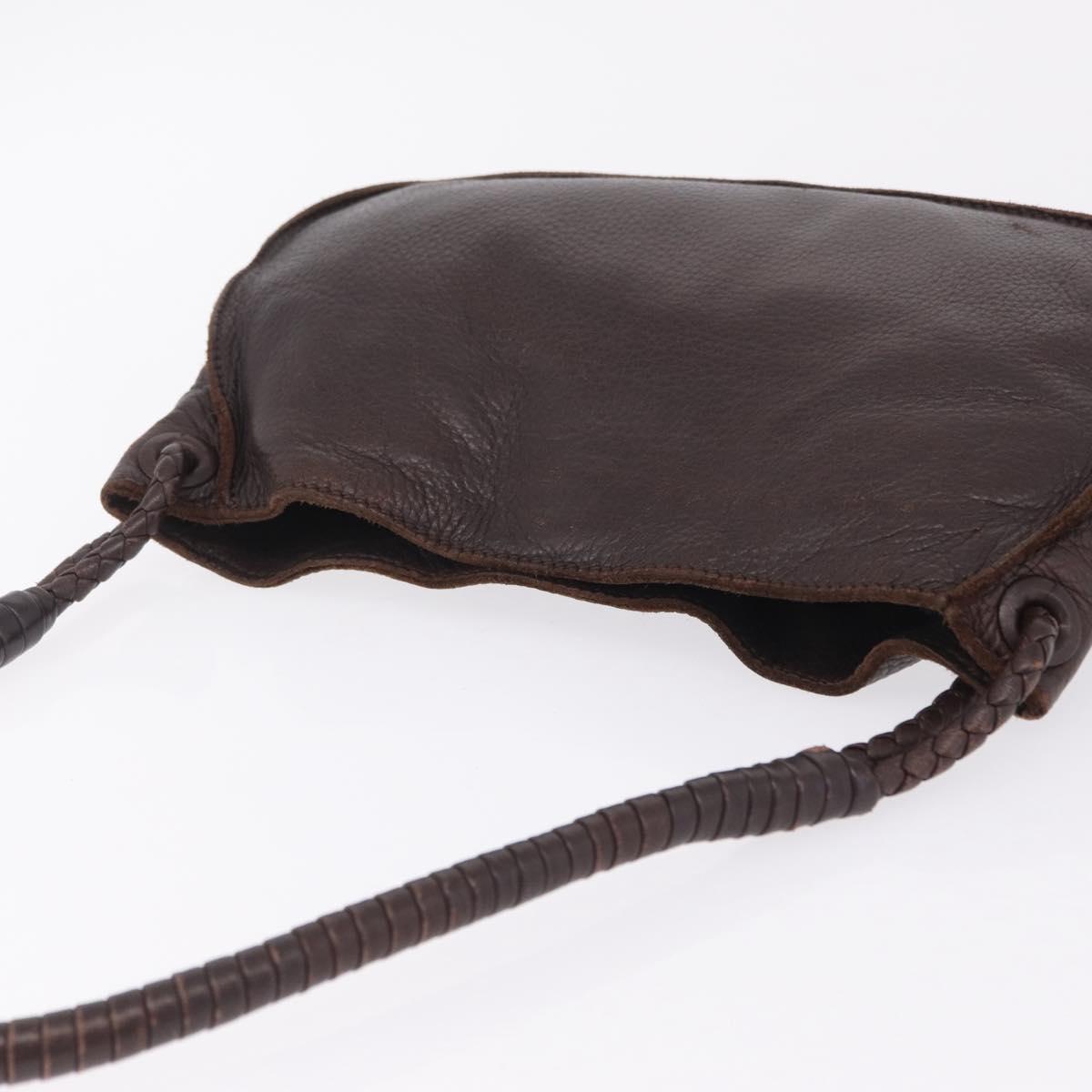 Bottega Veneta Hand Bag Leather Dark Brown Gold Auth ep16802