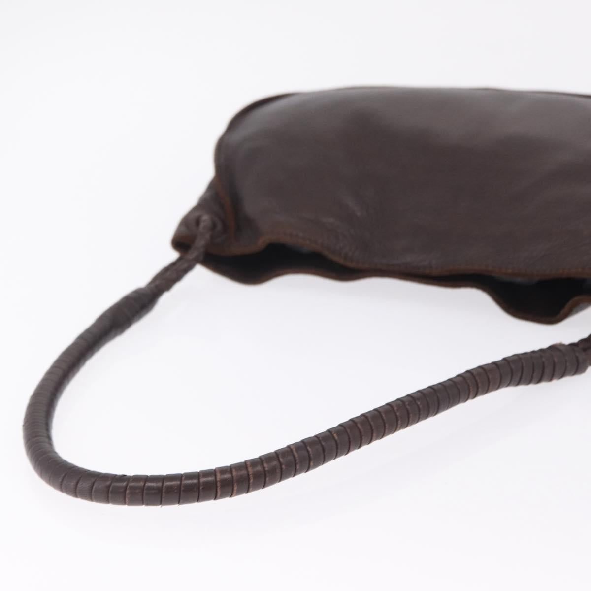 Bottega Veneta Hand Bag Leather Dark Brown Gold Auth ep16802