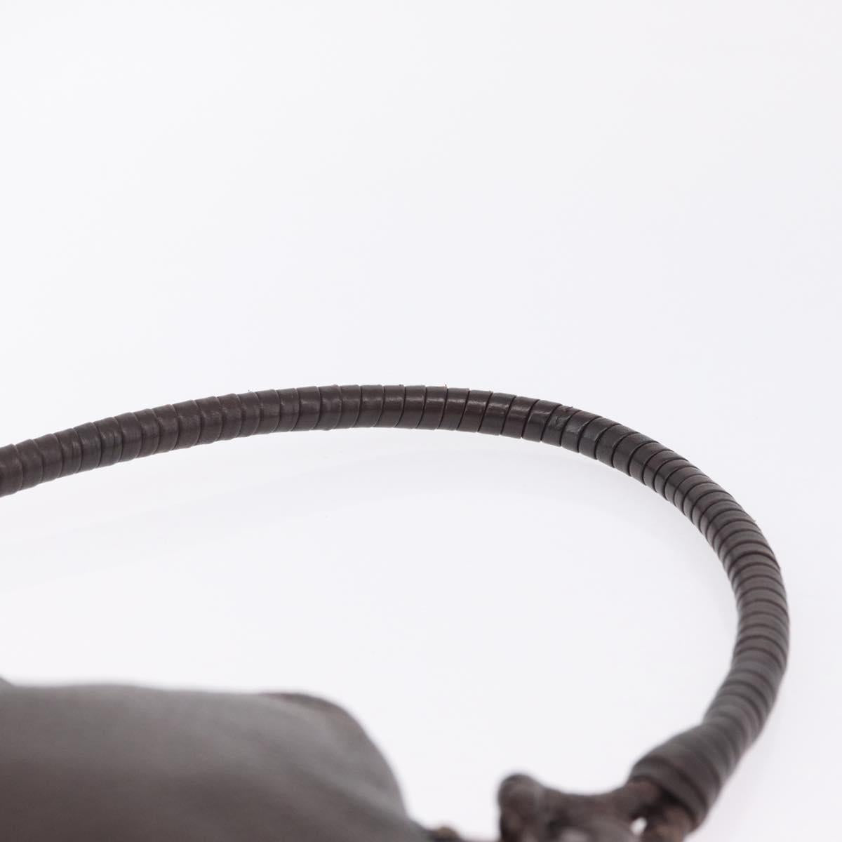 Bottega Veneta Hand Bag Leather Dark Brown Gold Auth ep16802