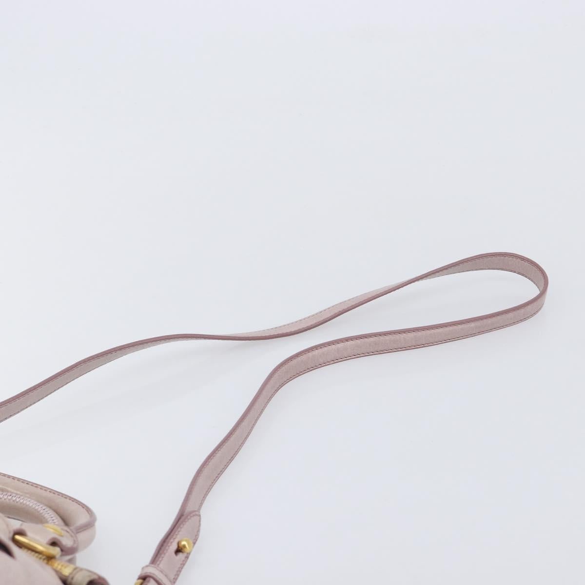 Miu Miu Side ribbon Hand Bag Leather 2way Pink Gold Auth ep16810V